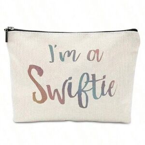 *NEW* TAYLOR SWIFT Themed I'm A Swiftie Ombre Large Canvas Cosmetics Bag